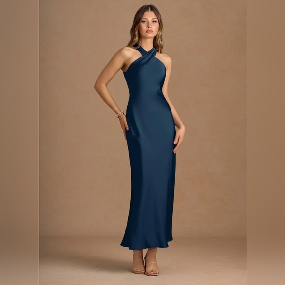 Azazie Dresses & Skirts - Azazie One Shoulder Navy Blue Dress